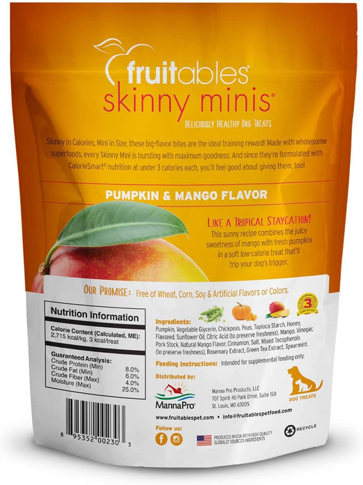 Fruitables Skinny Minis Grain Free Soft Dog Treats Pumpkin & Mango Flavor (3 Pack) 5 oz Each
