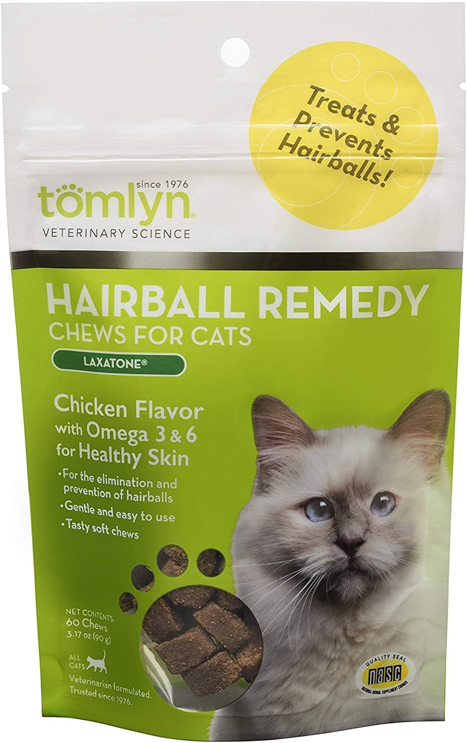 TOMLYN Laxatone Chicken-Flavor Hairball Remedy Chews for Cats and