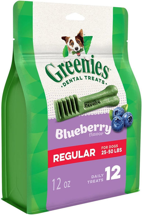 Greenies Bursting Blueberry Dog Dental Treat | Regular Size 12 Count - Pack of 3
