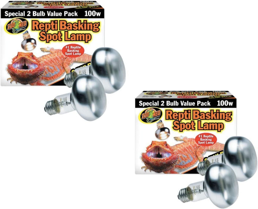 Zoo Med Repti Basking Spot Bulb 100w - 4 Bulbs Total (2 Pack with 2 Bulbs per Pack)