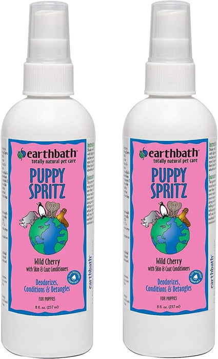 Earthbath Puppy Spritz, 8 Ounces, Wild Cherry, Deodorizes Conditions and Detangles (2 Pack - 8 oz.)