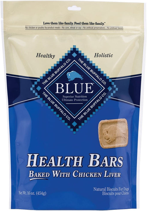 Blue Buffalo Health Bars Dog Pet - All Flavors - Made in USA - All Natural - 1 Pound Bag (Chicken Liver)