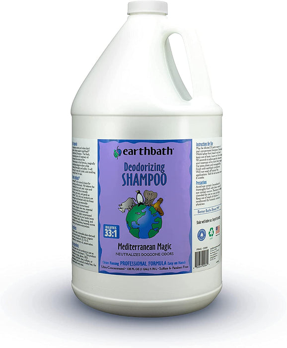 Earthbath Deodorizing Dog Shampoo, Mediterranean Magic with Rosemary, 128oz – Best Shampoo for Smelly Dogs – Made in USA