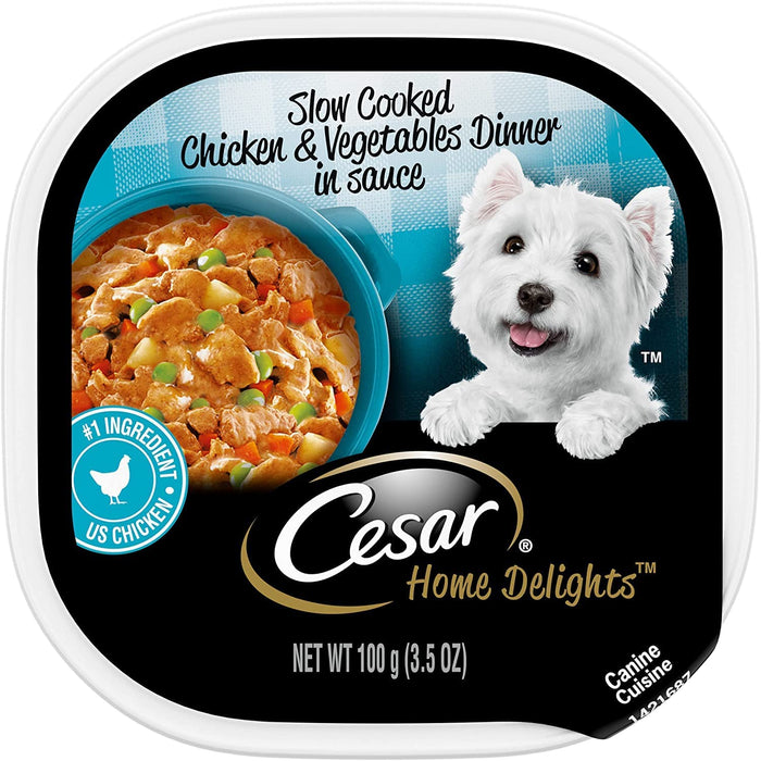6 Individual Trays of CESAR Home Delights Wet Dog Food Slow Cooked Chicken & Vegetables Dinner, 3.5 oz. ea