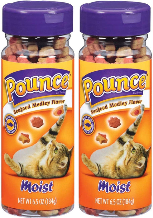 Pounce 2 Pack of Moist Cat Treats, 6.5 Ounces Each, Seafood Medley Flavor