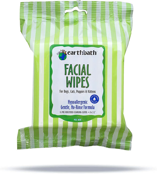 Earthbath 026361 25 Count Facial Wipes Pouch for Dogs