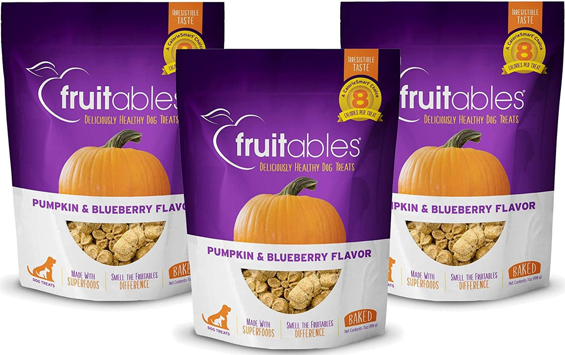 Fruitables Baked Dog Treats Pumpkin & Blueberry Flavor (3 Pack) 7 oz Each