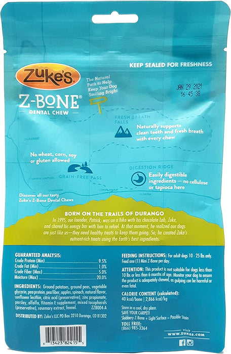 Zukes Z-Bones Apple Mini Dental Chew 18 Count