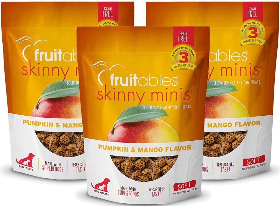 Fruitables Skinny Minis Grain Free Soft Dog Treats Pumpkin & Mango Flavor (3 Pack) 5 oz Each