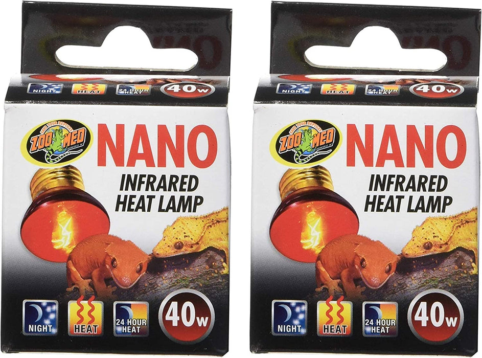 Zoo Med 2 Pack of Nano Infrared Heat Lamps, 40 Watt