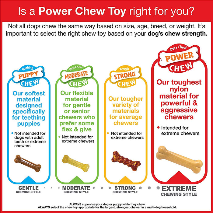 Nylabone 3 Pack of Power Chew Wishbone Chew Dog Toys, Giant, Bison Flavor