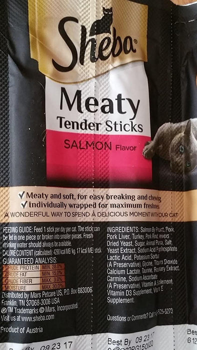 Sheba Meaty Tender Sticks Salmon Flavor - 5 Breakable Sticks (Pack of 3)