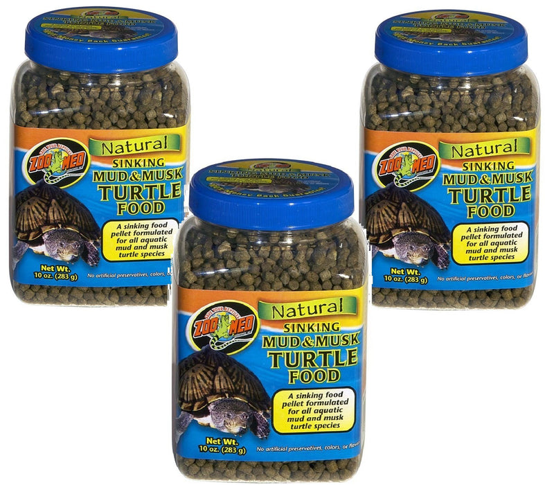 (3 Pack) Zoo Med Natural Sinking Mud Musk Turtle Food: 10-Ounce each