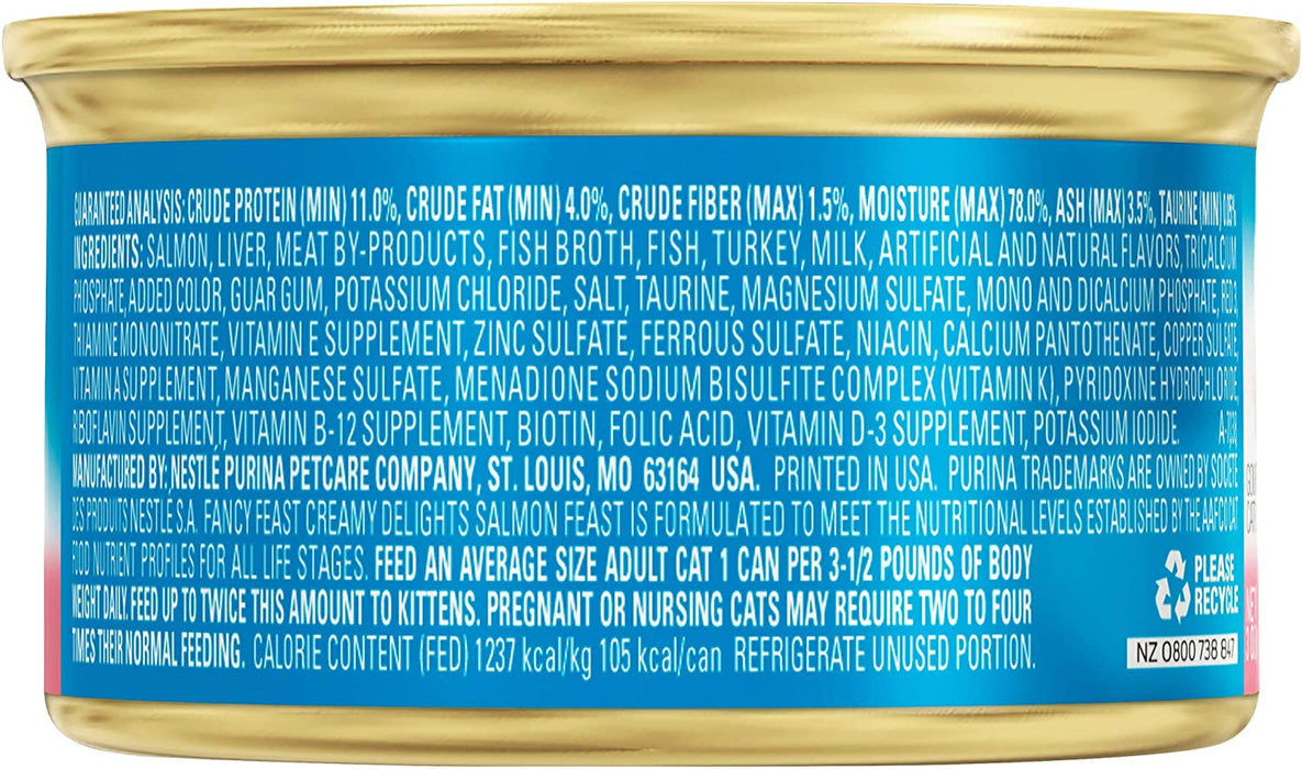 Fancy Feast Purina Creamy Delights Salmon Feast with a Touch of Real Milk (NET WT 3 OZ Each)