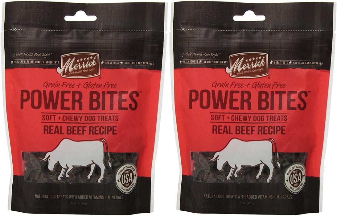 Merrick Power Bites All Natural Grain Free Gluten Free Soft &amp; Chewy Chews Dog Treats Salmon, 6 OZ