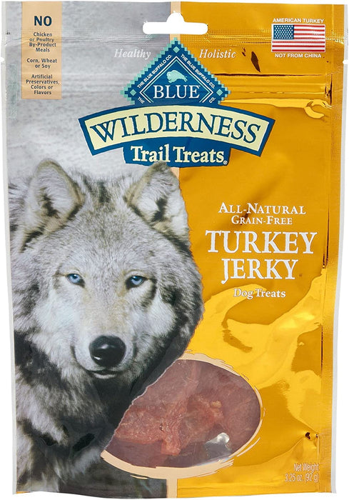 Blue Buffalo Wilderness Turkey Grain Free Dog Jerky Treats - Made in USA - 1 to 4 Bags