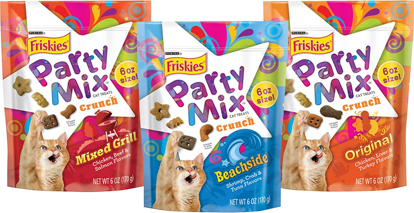 Purina Friskies Cat Treats Variety Pack, Party Mix Crunch Greatest Hits - (3) 3 ct. Boxes