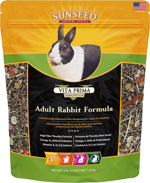 Sunseed 49080 Vita Prima Sunscription Adult Rabbit Food - High Fiber Timothy Formula, 4 LBS