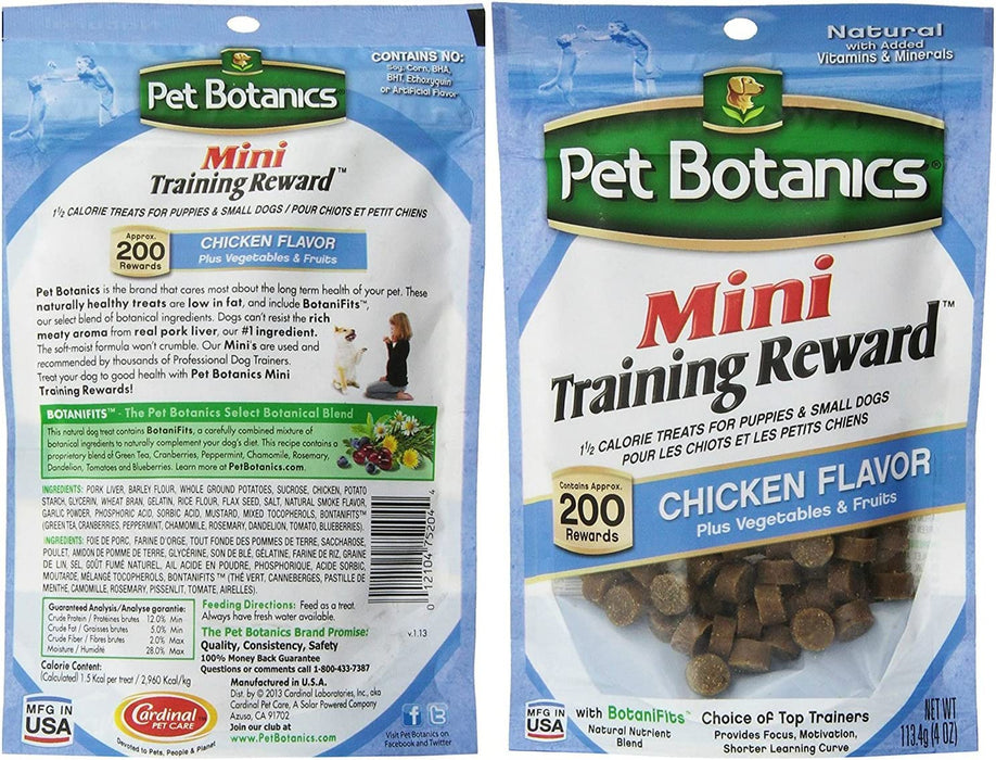 Pet Botanics Mini Training Rewards for Dogs 3 Flavor Variety Bundle: (1) Bacon, (1) Chicken and (1) Beef, 4 Oz Ea (200 Count per Bag, 3 Bags Total)