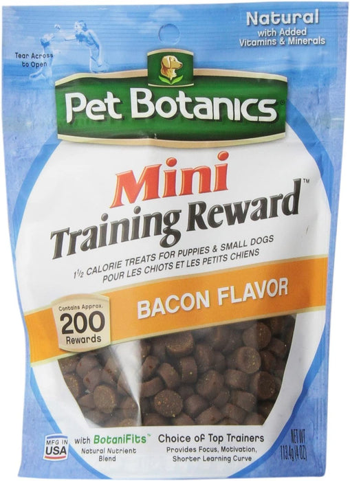 Cardinal Laboratories Botanic Training Rewards Mini Treats Small Dogs, Bacon, 4-Ounce(2Pack)