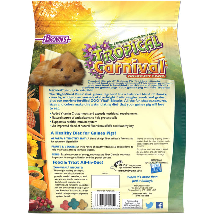 F.M. Brown's Tropical Carnival Gourmet Guinea Pig Food with Alfalfa and Timothy Hay Pellets - Vitamin-Nutrient Fortified Daily Diet - 10 lb